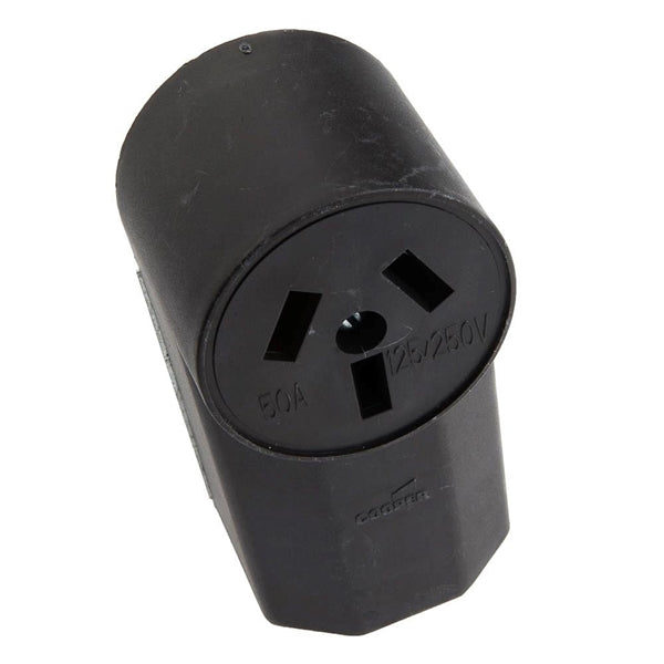Forney 58499 Electrical Receptacle, 125/250 V, 50 A, 2-Pole, Black
