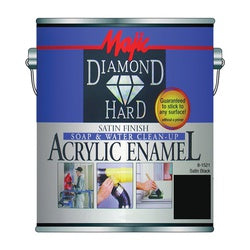 Majic Paints Diamondhard 8-1520 Series 8-1521-2 Enamel Paint, Satin, Black, 1 qt, Can, Water Base