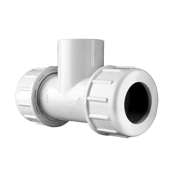 AMERICAN VALVE P230 1/2 Pipe Tee, 1/2 in, Compression x Compression x Female NPT, PVC, SCH 40 Schedule, 150 psi Pressure