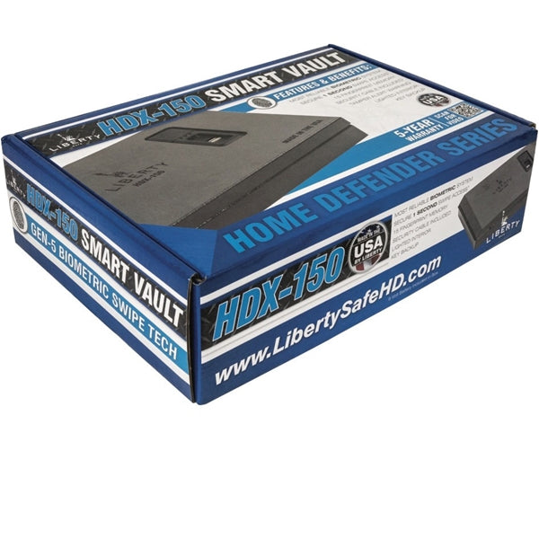 LIBERTY SAFE HOME DEFENDER Series HDX-150 Safe Handgun Vault, Steel, Gray, Marble, Biometric Lock, 1-Compartment