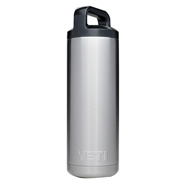 YETI Rambler 21070100001 Insulated Bottle, Round, 18 oz Capacity, Stainless Steel, Stainless Steel
