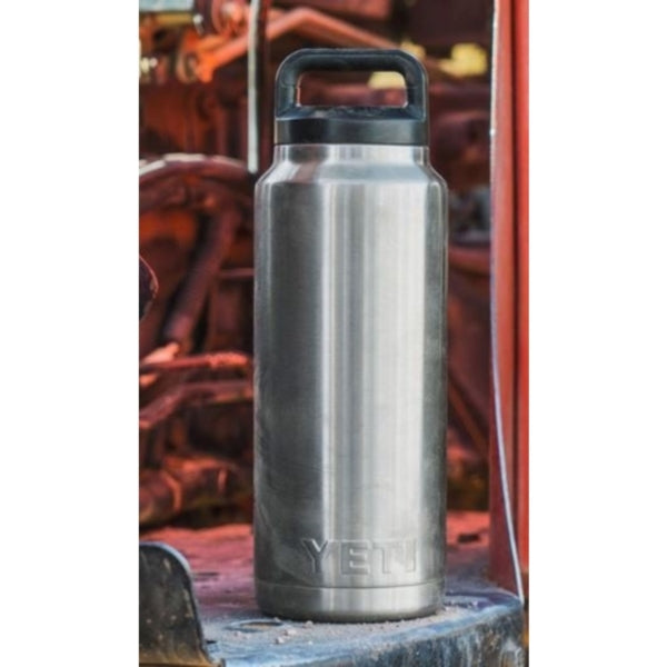 YETI Rambler 21070110001 Insulated Bottle, Round, 36 oz Capacity, Stainless Steel, Stainless Steel