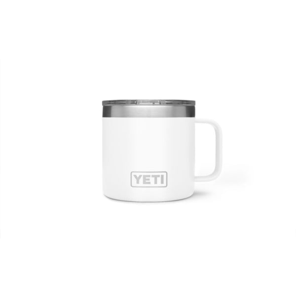YETI Rambler 21071300145Mug, Vacuum-Insulated with Standard Lid, 14 oz Capacity, Stainless Steel, White