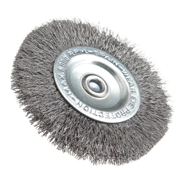 Forney 72255 Wire Wheel, 3 in Dia, 1/4 in Arbor/Shank, 0.008 in Dia Bristle, Steel Bristle