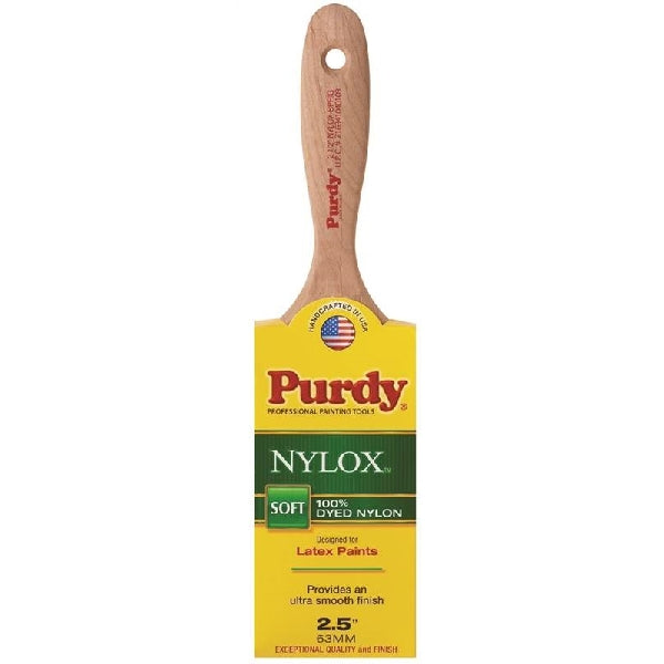 Purdy Nylox Sprig 144380225 Flat Trim Brush, 2-1/2 in W, 2-15/16 in L Bristle, Nylon Bristle, Beavertail Handle