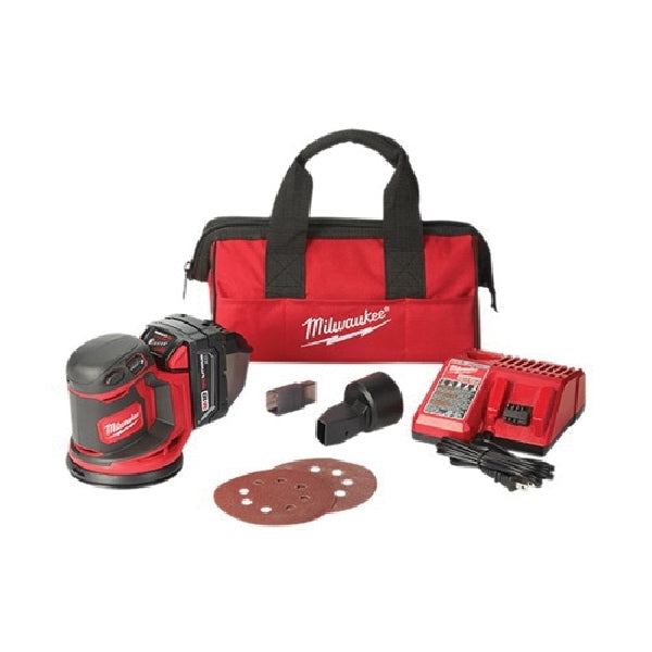 Milwaukee M18 2648-21 Random Orbit Sander Kit, Battery Included, 18 V, 3 Ah, 5 in Pad/Disc, Sanding Pad/Disc