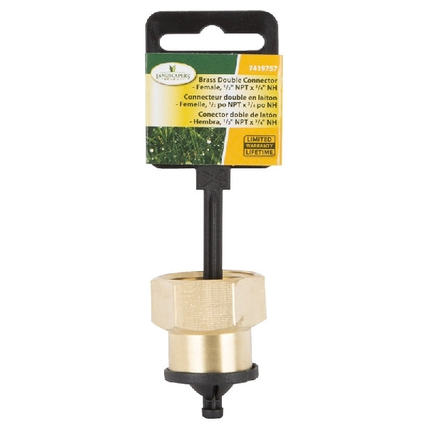 Landscapers Select GHADTRS-5 Hose Connector, 1/2 x 3/4 in, FNPT x FNH, Brass, Brass