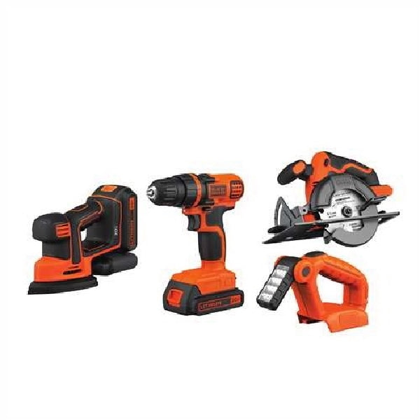 Black+Decker BD4KITCDCMSL Combination Kit, Battery Included, 20 V, 4-Tool, Lithium-Ion Battery