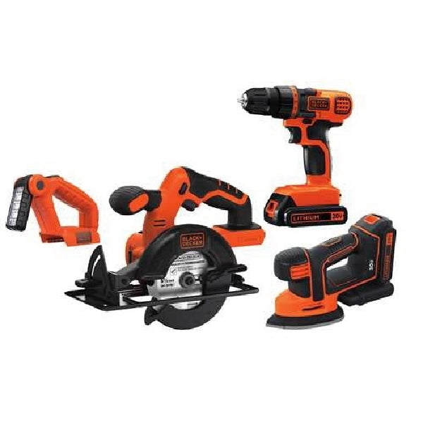 Black+Decker BD4KITCDCMSL Combination Kit, Battery Included, 20 V, 4-Tool, Lithium-Ion Battery