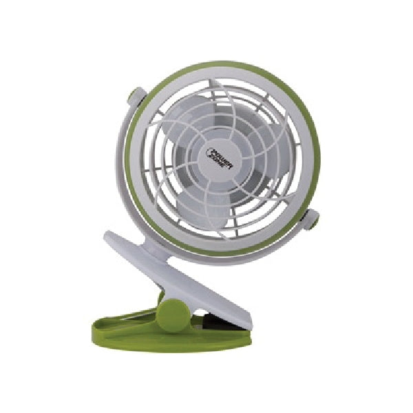 PowerZone QT-U409-D Desk and Clip-On Fan, 5 VDC, 4 in Dia Blade, 3-Blade, 1-Speed, 48 in L Cord