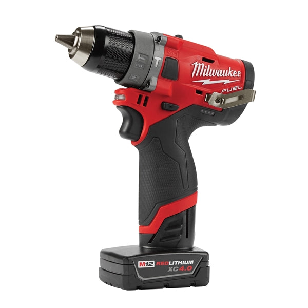 Milwaukee 2504-22 Hammer Drill Kit, Battery Included, 12 V, 2, 4 Ah, 1/2 in Chuck, Ratcheting Chuck