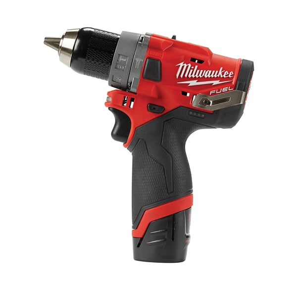 Milwaukee 2504-22 Hammer Drill Kit, Battery Included, 12 V, 2, 4 Ah, 1/2 in Chuck, Ratcheting Chuck