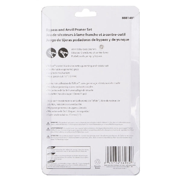 Landscapers Select GP1120 Pruning Shear Set, 1/2 in Cutting Capacity, Steel Blade, Plastic Handle