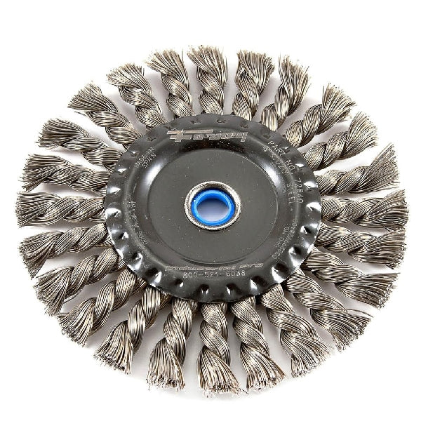 Forney 72840 Wire Wheel Brush, 1/2 to 5/8 in Arbor/Shank, Knotted Bristle, 0.02 in Dia Bristle, Steel Bristle