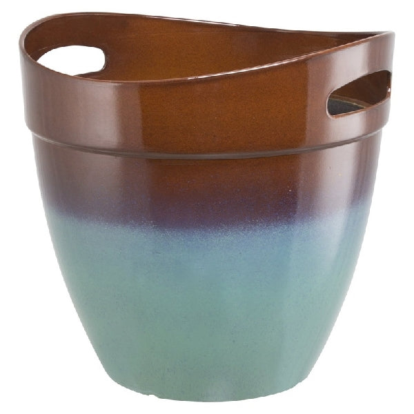 Landscapers Select Planter, 12 in Dia, Round, Resin, Teal