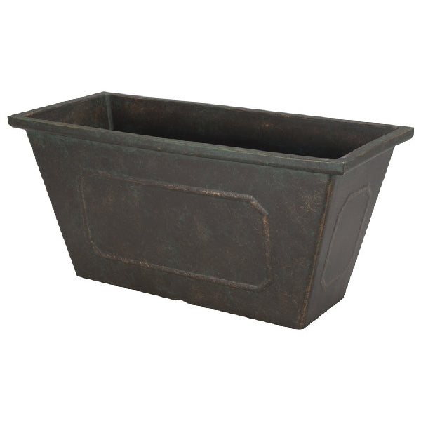 Landscapers Select PT-S049 Planter, 19 in W, 8 in D, Rectangle, Resin, Black, Metallic