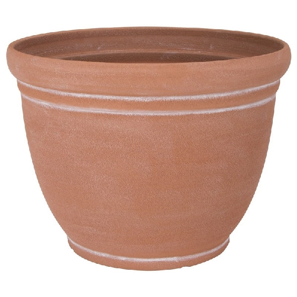 Landscapers Select PT-S059 Planter, 15 in Dia, Round, Resin, Terra Cotta, Terra Cotta
