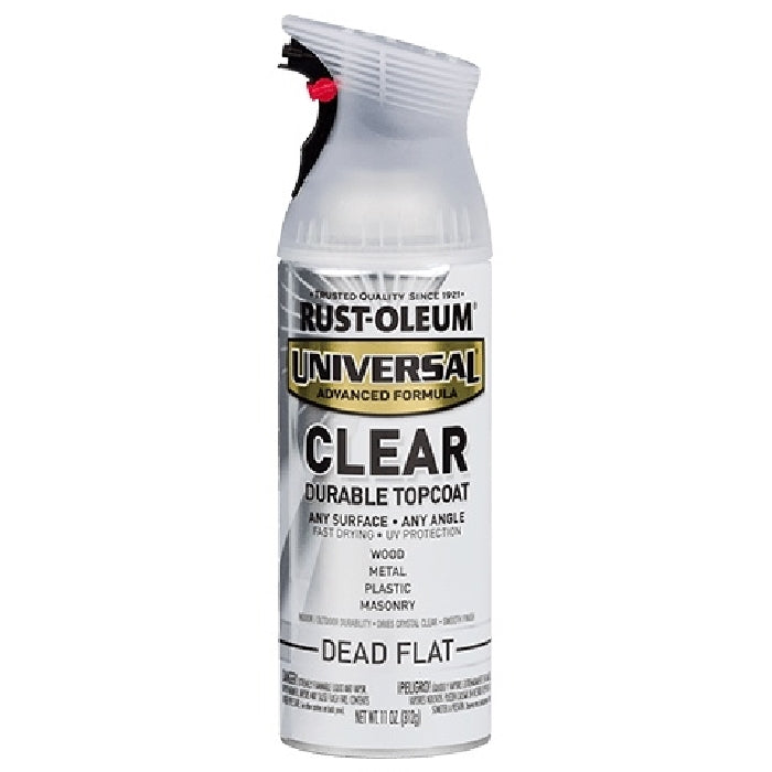 RUST-OLEUM UNIVERSAL 302151 Spray Paint, Dead Flat Clear, 11 oz, Aerosol Can