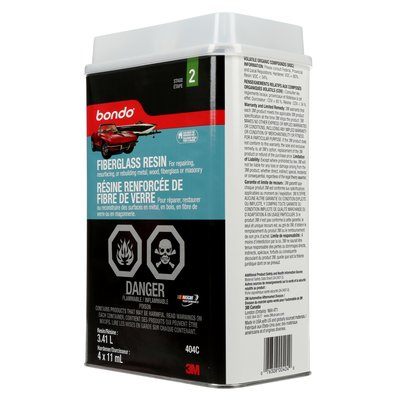 Bondo 404C Fiberglass Resin, 3 qt Can, Liquid, Pungent Organic