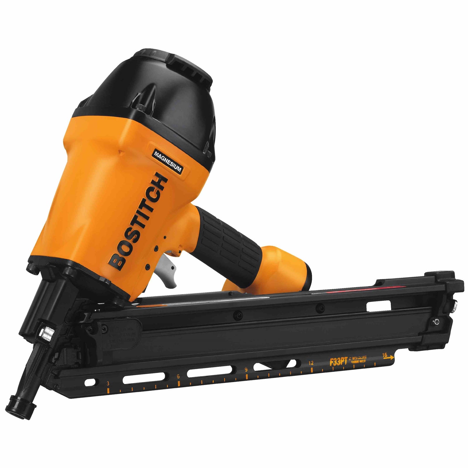 Bostitch F33PT Framing Nailer, 80 Magazine, 30 deg Collation, Paper Collation, 2 to 3-1/2 in Fastener, 0.075 cfm Air