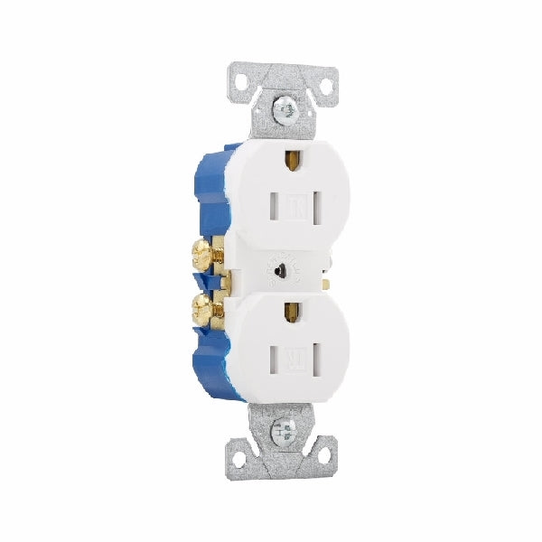 Eaton Wiring Devices TR270W Duplex Receptacle, 2 -Pole, 15 A, 125 V, Push, Side Wiring, NEMA: 5-15R, White