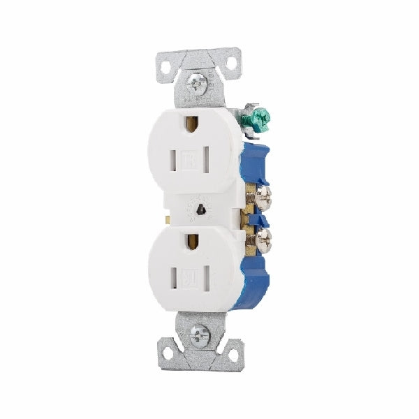 Eaton Wiring Devices TR270W Duplex Receptacle, 2 -Pole, 15 A, 125 V, Push, Side Wiring, NEMA: 5-15R, White