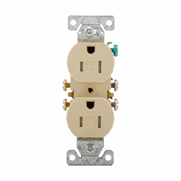 Eaton Wiring Devices TR270V Duplex Receptacle, 2 -Pole, 15 A, 125 V, Push, Side Wiring, NEMA: 5-15R, Ivory