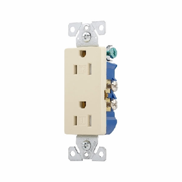 Eaton Wiring Devices TR1107V Duplex Receptacle, 2 -Pole, 15 A, 125 V, Push-in, Side Wiring, NEMA: 5-15R, Ivory