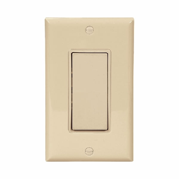 Eaton Wiring Devices 7501V-BOX Rocker Switch, 15 A, 120/277 V, SPST, Back Wire, Push Wire Terminal, Ivory