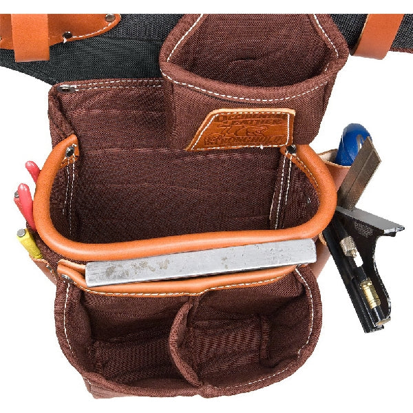 Occidental Leather 9855 Tool Bag Set, 10 in W, 10 in D, 24-Pocket, Leather/Neoprene/Nylon, Cafe