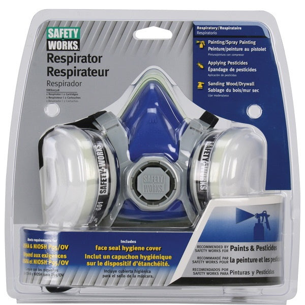 SAFETY WORKS SWX Series SWX00318 Paint and Pesticide Respirator, Medium Mask, P95 Filter Class, 95 % Filter Efficiency