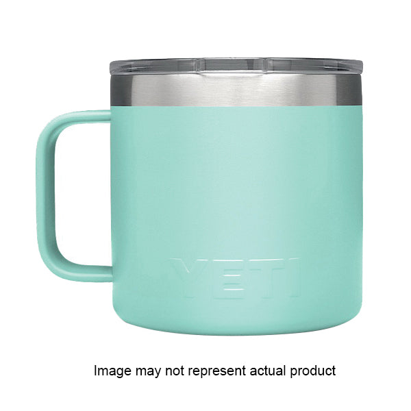 YETI Rambler 21071500027 Mug, Vacuum-Insulated with Standard Lid, 14 oz Capacity, Stainless Steel, Reef Blue