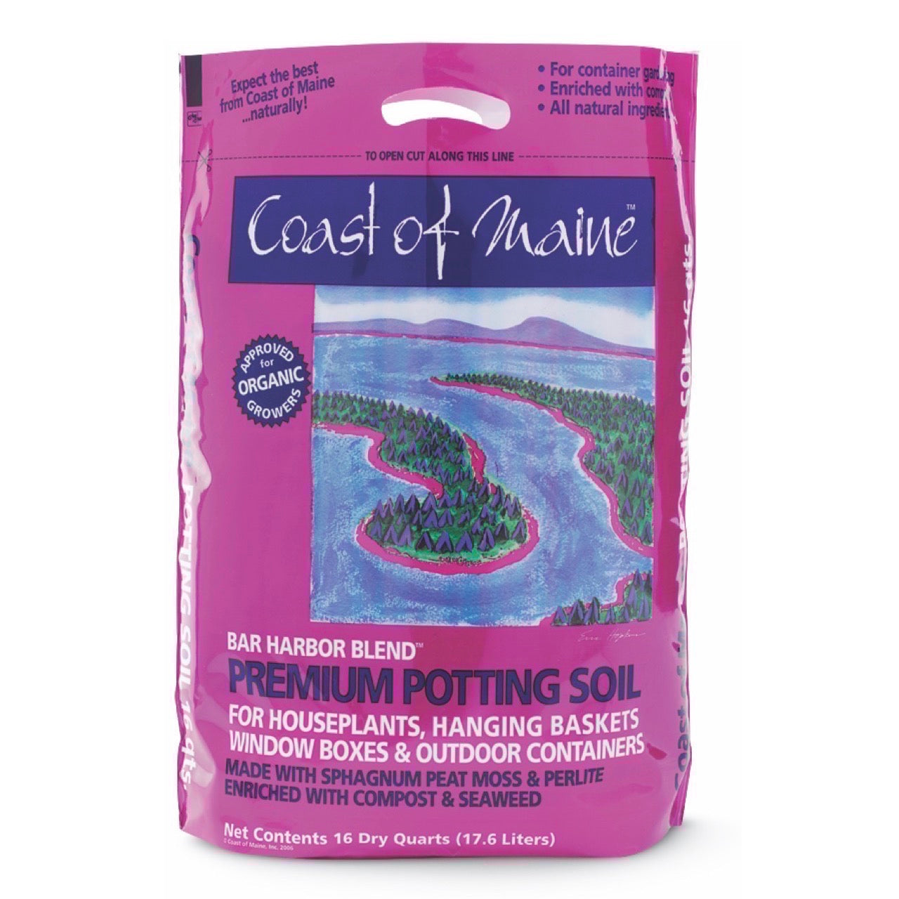 Coast of Maine BAR HARBOR 1CF Organic Potting Soil, Dark Brown, 1 cu-ft Bag