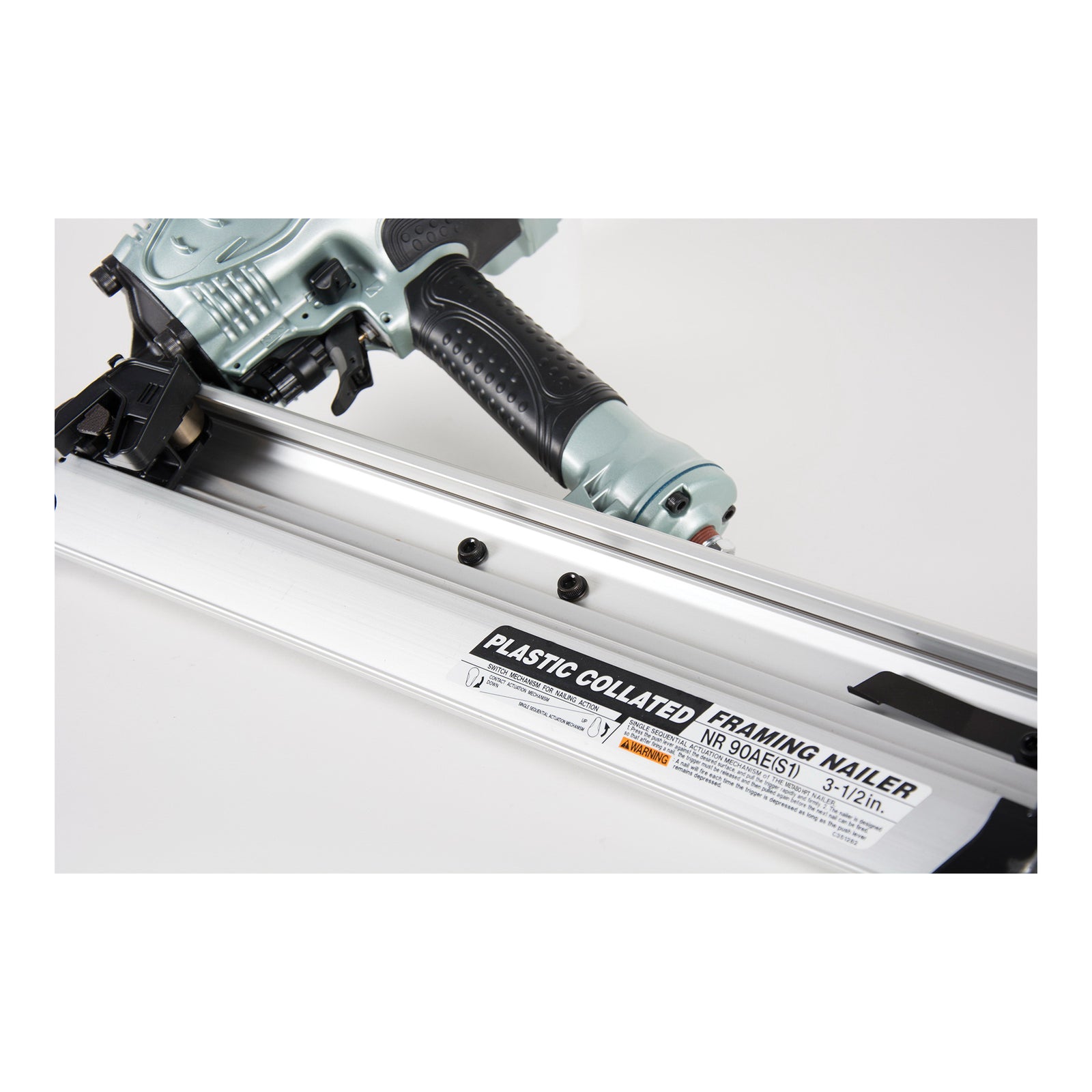 Metabo HPT NR90AE(S1) Pneumatic Nailer, 64 Magazine, Plastic Strip Collation, 0.09 scfm Air