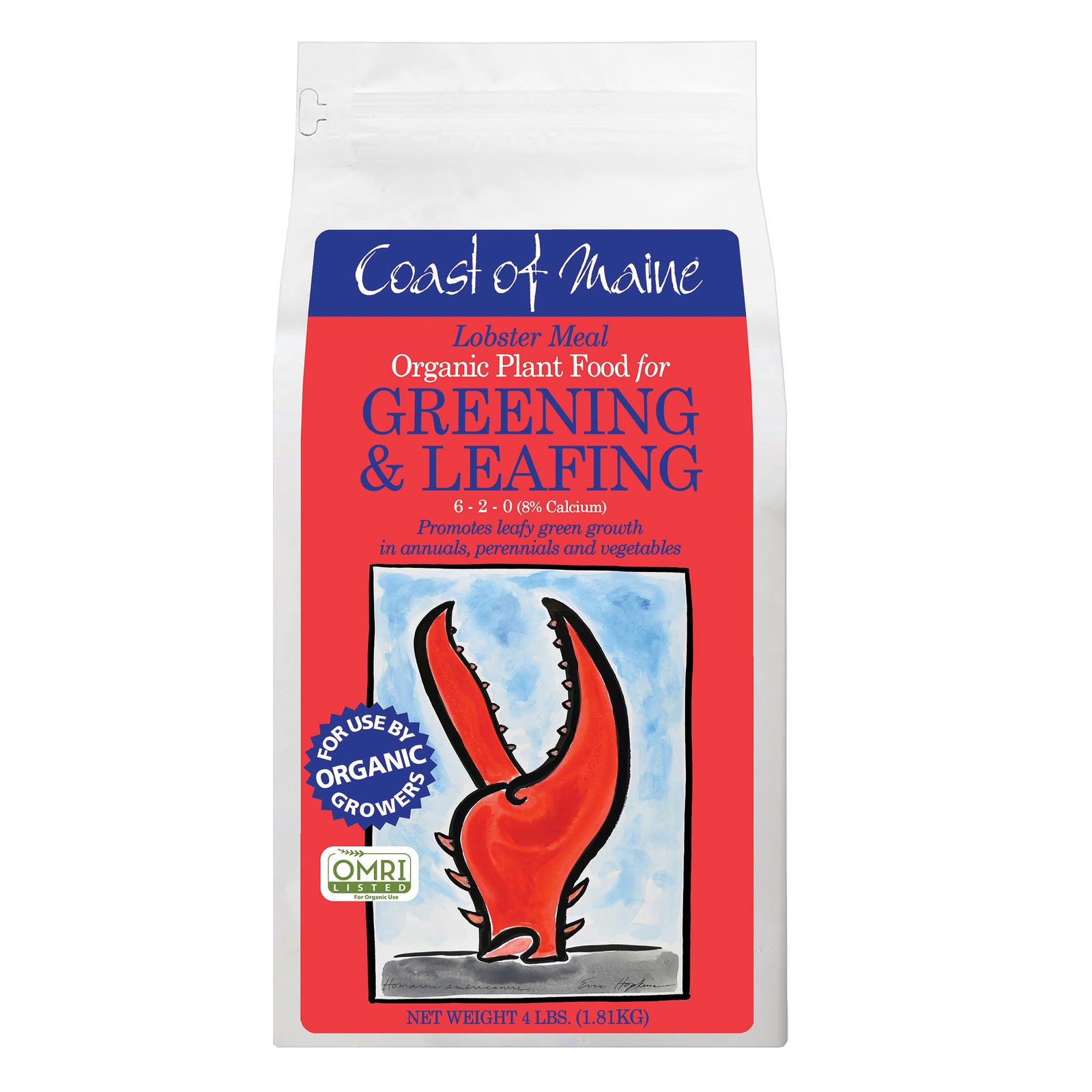 Coast of Maine C58 LM4 Plant Food, 4 lb, 6-2-0 N-P-K Ratio