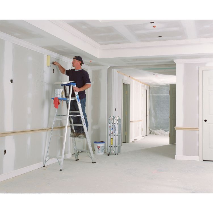 WERNER 360 Series 368 Step Ladder, 8 ft H, Type I Duty Rating, Aluminum, 250 lb