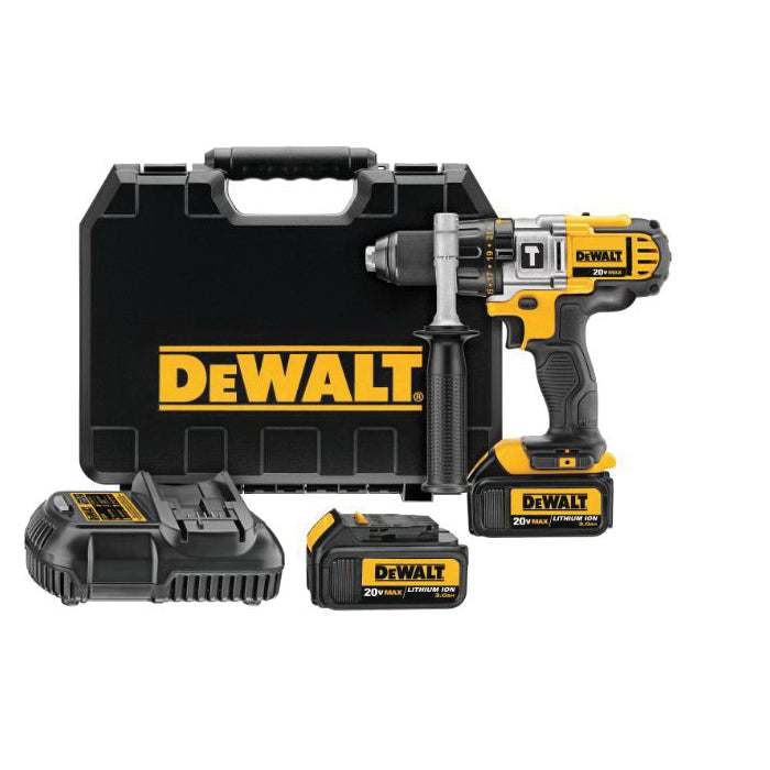 DeWALT DCD985L2 Hammer Drill Kit, Battery Included, 20 V, 3 Ah, 1/2 in Chuck, Ratcheting Metal Chuck