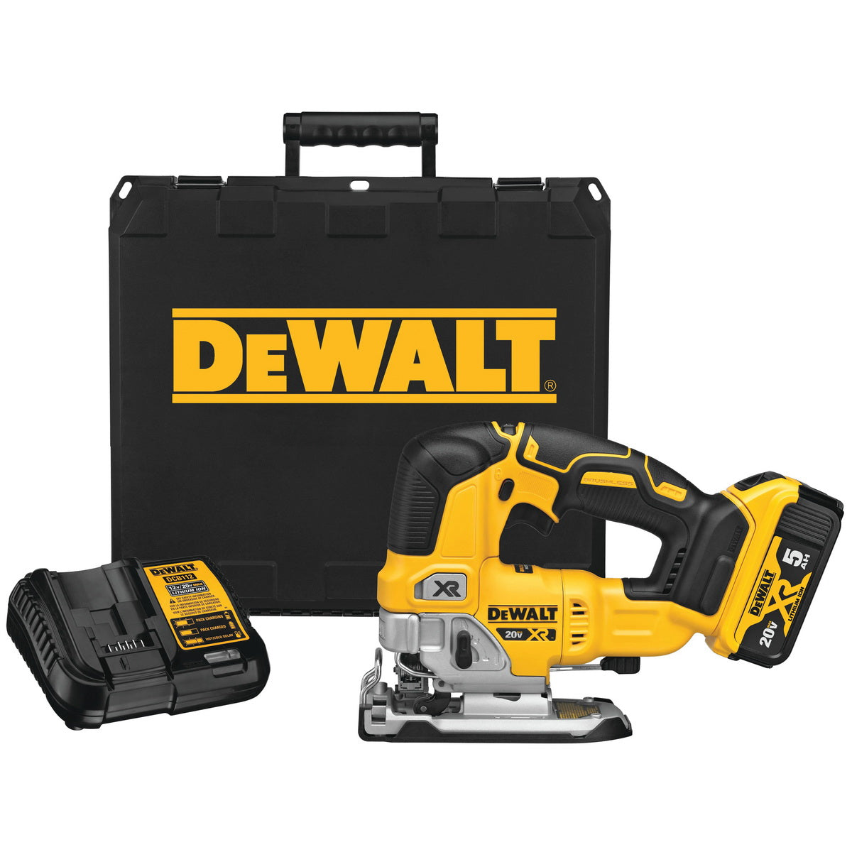 DeWALT DCS334P1 20V Max XR Cordless Jig Saw Kit (Includes 20V Max 5.0ah Battery, Charger, Blade, and Kit Box)