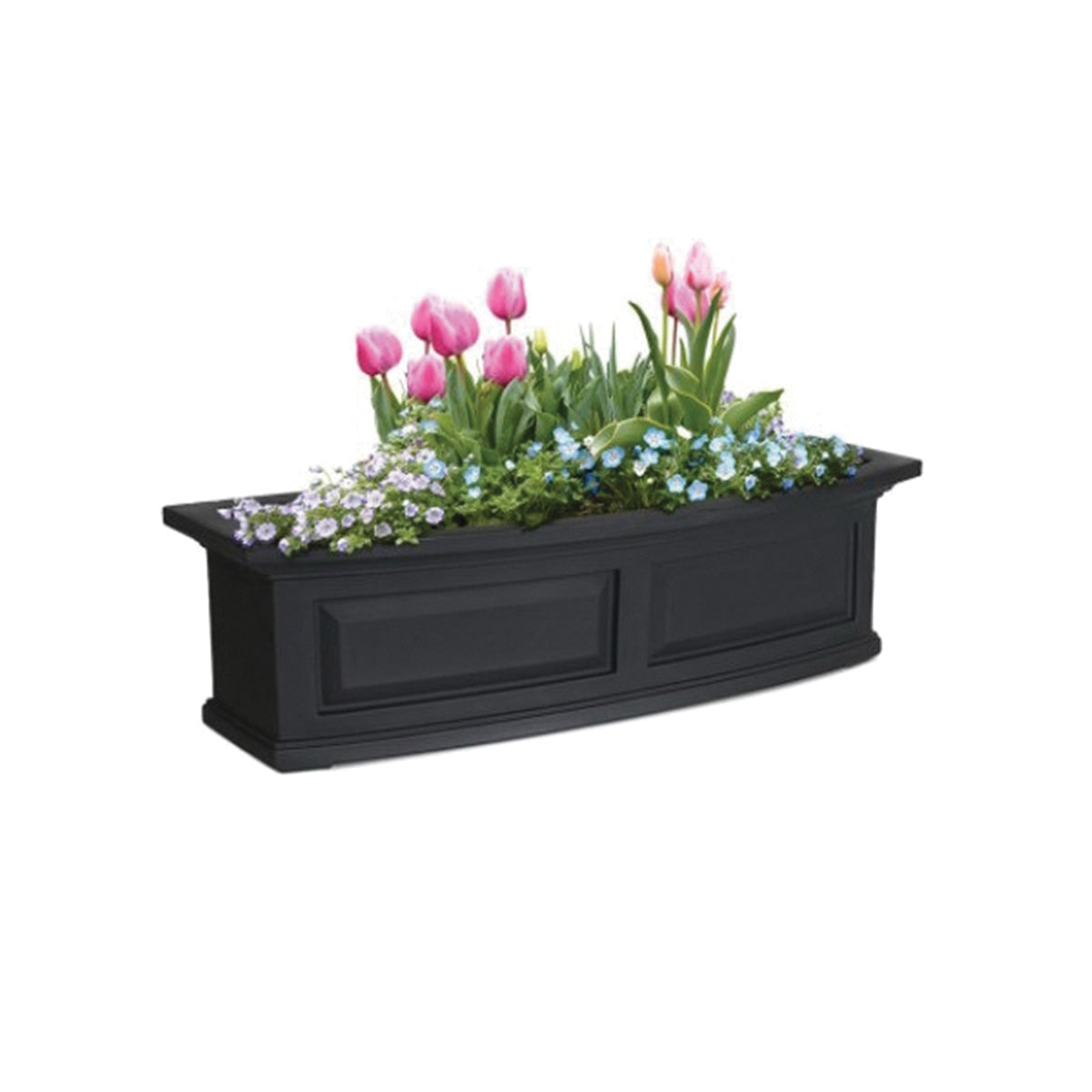 MAYNE Nantucket 4830-B Window Box, 11-1/2 in W, 36 in D, Double Wall Design, Polyethylene, Black