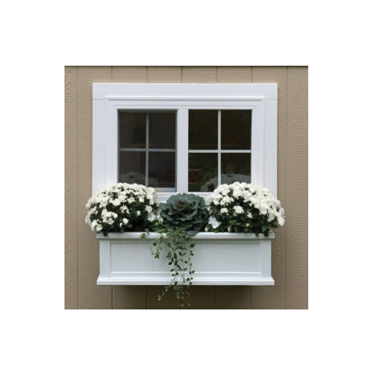 MAYNE Cape Cod 4840-W Window Box, 11 in W, 36 in D, Double Wall Design, Polyethylene, White