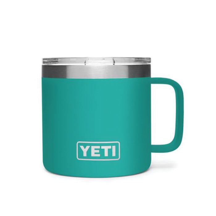 YETI Rambler 21071500557 Mug, Vacuum-Insulated, 14 oz Capacity, MagSlider Lid, Stainless Steel, Aquifer Blue
