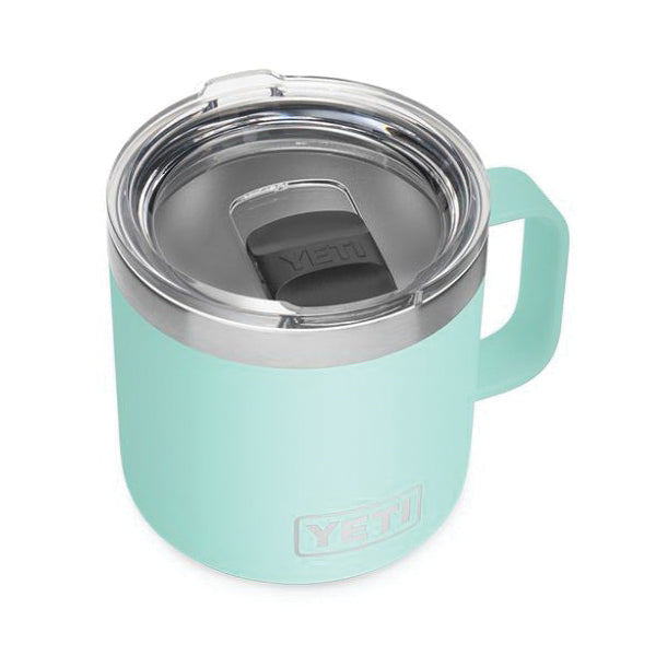 YETI Rambler 21071500595 Mug, Vacuum-Insulated, 14 oz Capacity, MagSlider Lid, Stainless Steel, Seafoam
