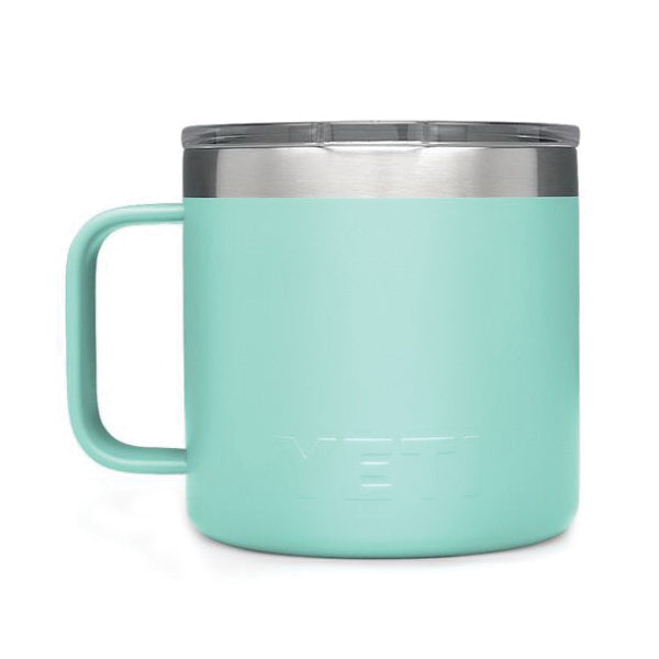 YETI Rambler 21071500595 Mug, Vacuum-Insulated, 14 oz Capacity, MagSlider Lid, Stainless Steel, Seafoam