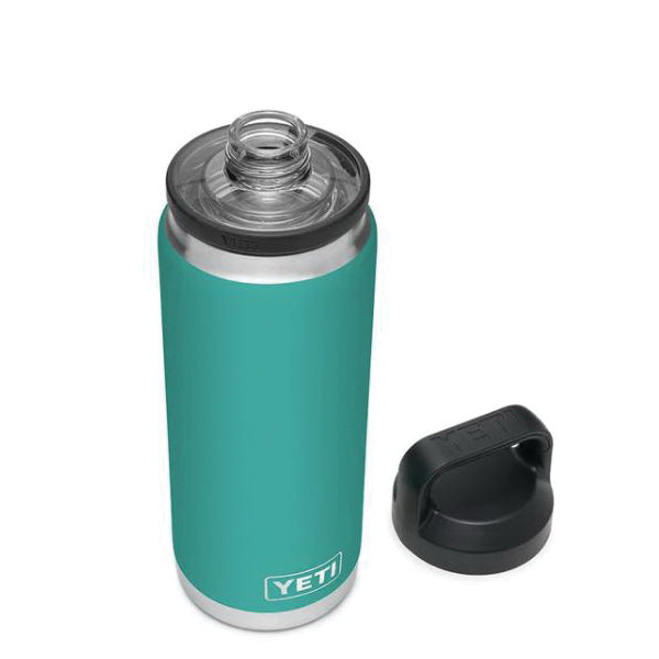 YETI Rambler 21071200044 Vacuum Insulated Bottle with Chug Cap, 26 oz Capacity, Stainless Steel, Aquifer Blue
