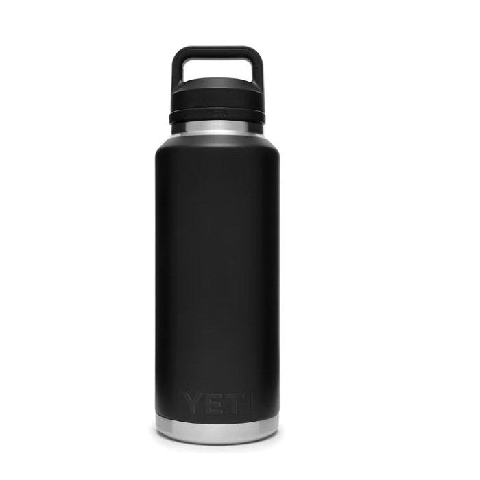 YETI Rambler 21071210003 Vacuum Insulated Bottle with Chug Cap, 46 oz Capacity, Stainless Steel, Black