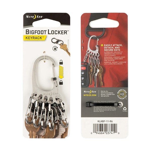 Nite Ize BigFoot Locker KLKBF-11-R6 Key Rack, Stainless Steel Case