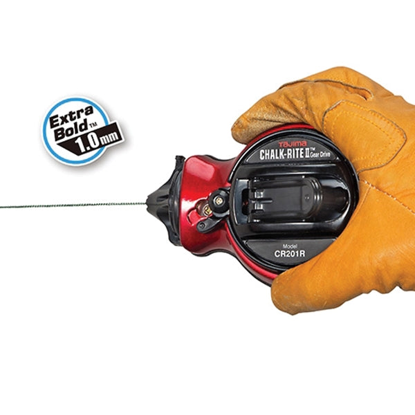 Tajima Chalk-Rite II Series CR201RPR Chalk Snap Line, 100 ft L Line, Red Line, 3:1 Gear Ratio