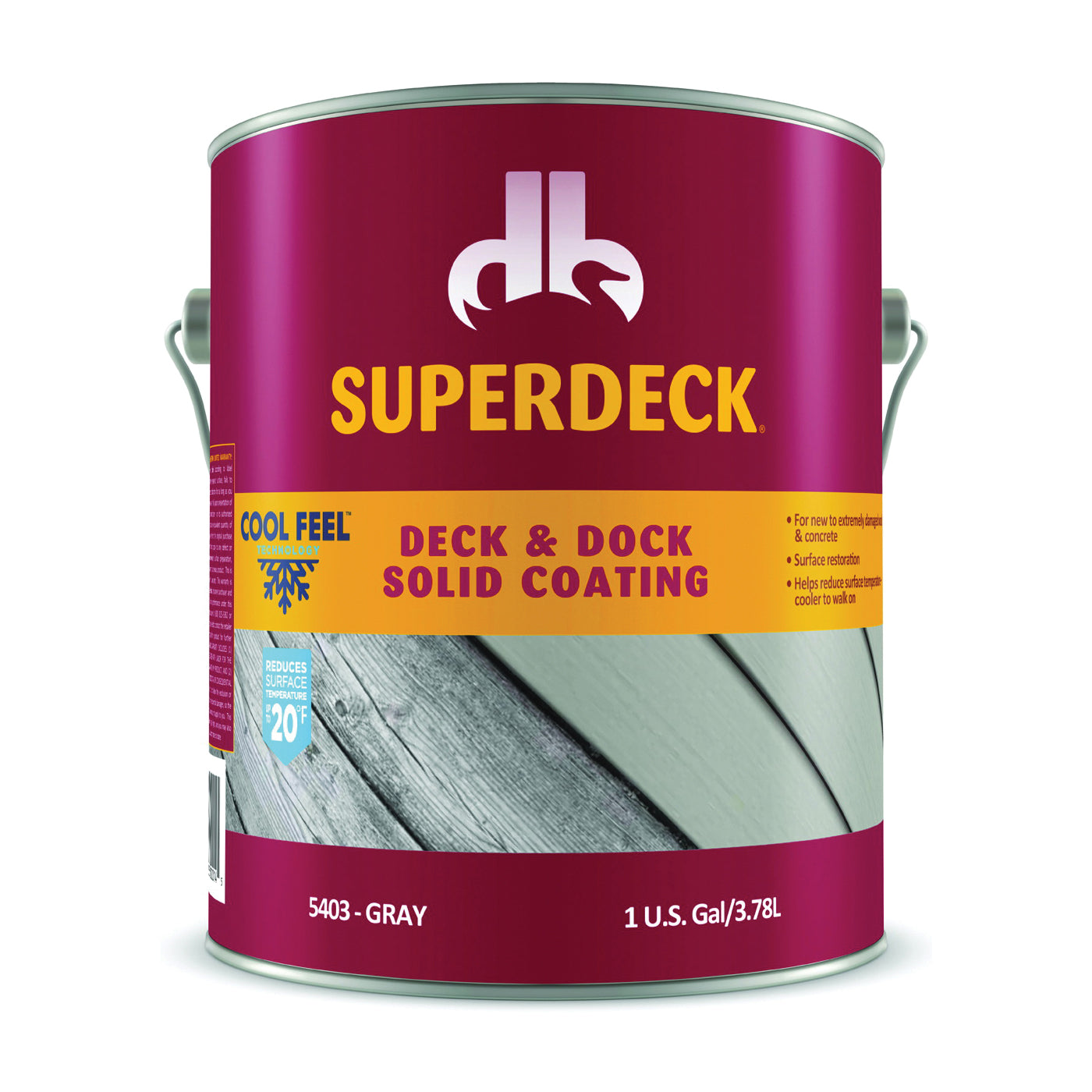 Duckback SC0054064-16 Deck and Dock Stain, Gray, Liquid, 1 gal, Pail