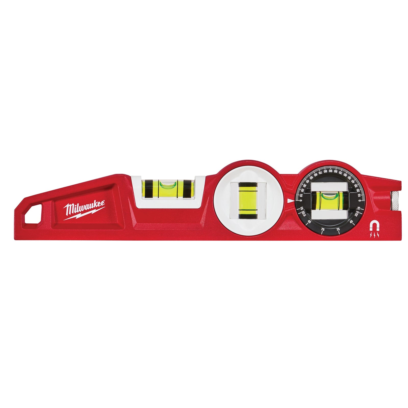 Milwaukee 48-22-5210 Torpedo Level, 10 in L, 3-Vial, Magnetic, Aluminum, Red