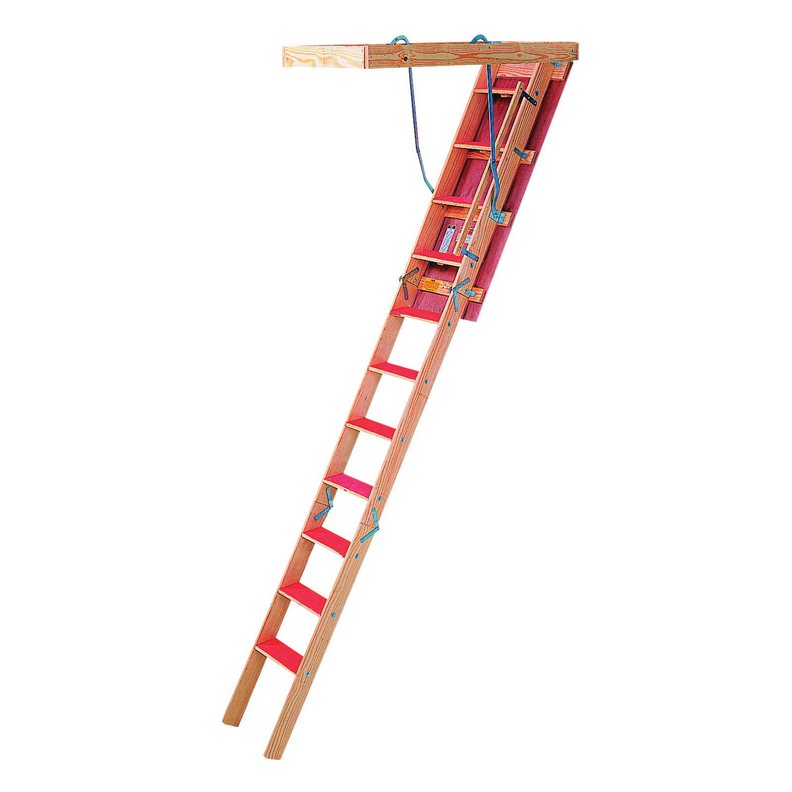 Louisville Champion Series CS224P Attic Ladder, 7 ft to 8 ft 9 in H Ceiling, 22-1/2 x 54 in Ceiling Opening, 9-Step